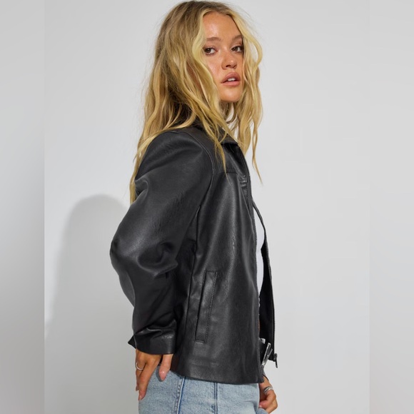 Garage Black Faux Leather Worker Jacket - Picture 6 of 7